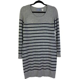 ACROBAT Silk & Cashmere Lightweight Crew Neck Striped‎ Sweater Dress - Medium